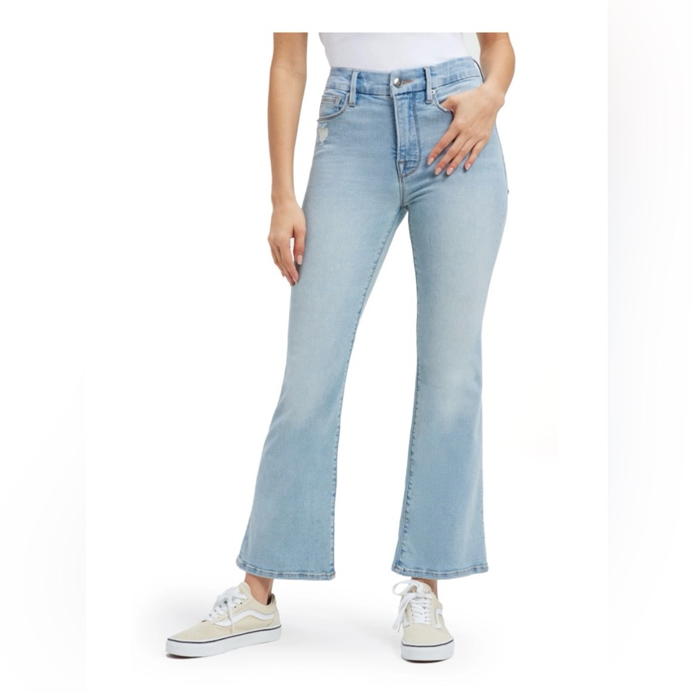 Good American Good Legs Crop Mini Bootcut Organic Cotton Jeans 10/30